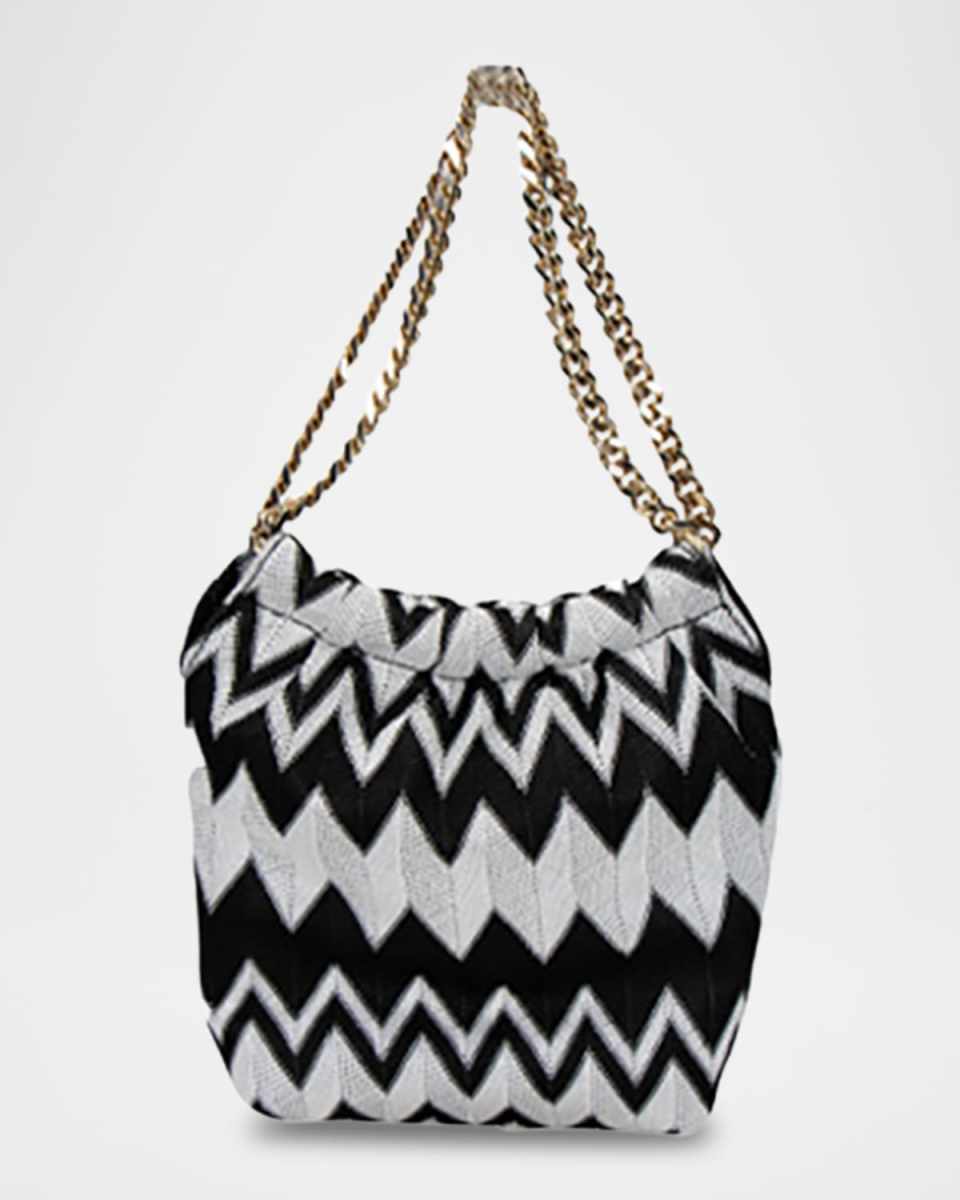 Chevron Drawstring Chain Shoulder Bag